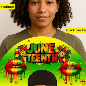 Juneteenth Clack Fan, Breaking Every Chain, 1865 Freedom Celebration, Sublimation Fan Design,Black History, Fan Girl PNG, Clack Fan Template