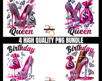 Birthday Queen PNG Bundle | High Heel Design (Digital Download)