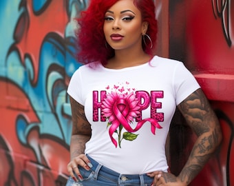 Hope Sunflower Breast Cancer Awareness Ribbon PNG (Digital Download)