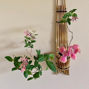 Ikebana Flower Vase, Japanese Bamboo Wall Hanging Container