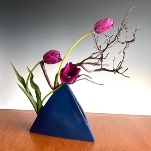 Ikebana Flower Vase, Japanese Ceramic Pyramid