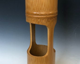 Ikebana Flower Vase, Japanese Bamboo Cylinder for Nageire or Chabana Flower Arrangement