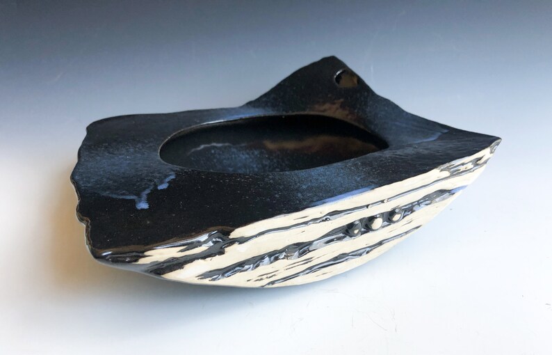 Ikebana Vase Japanese Ceramic Suiban Midnight Blue Etsy