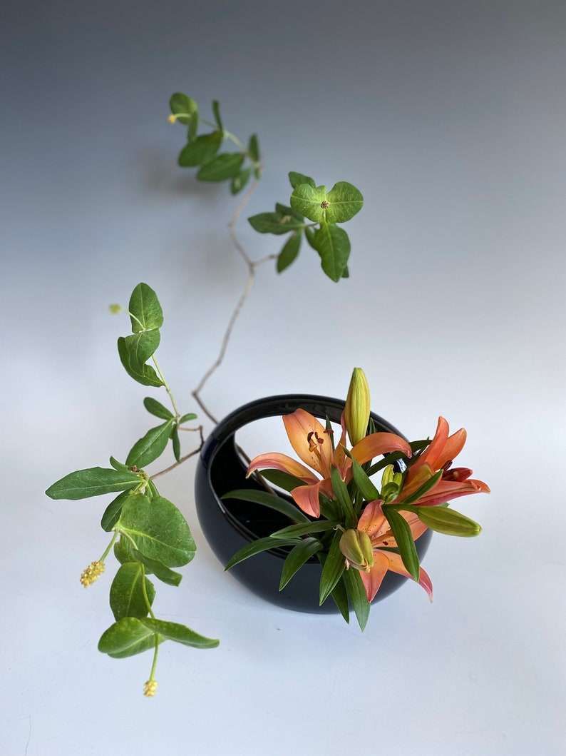 Ikebana Flower Vase Japanese Ceramic Full Moon or Basket Etsy