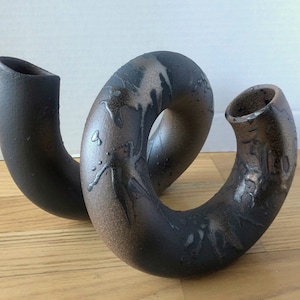 Ikebana Vase, Japanese Serpentine Ceramic for Freestyle Flower Arrangement