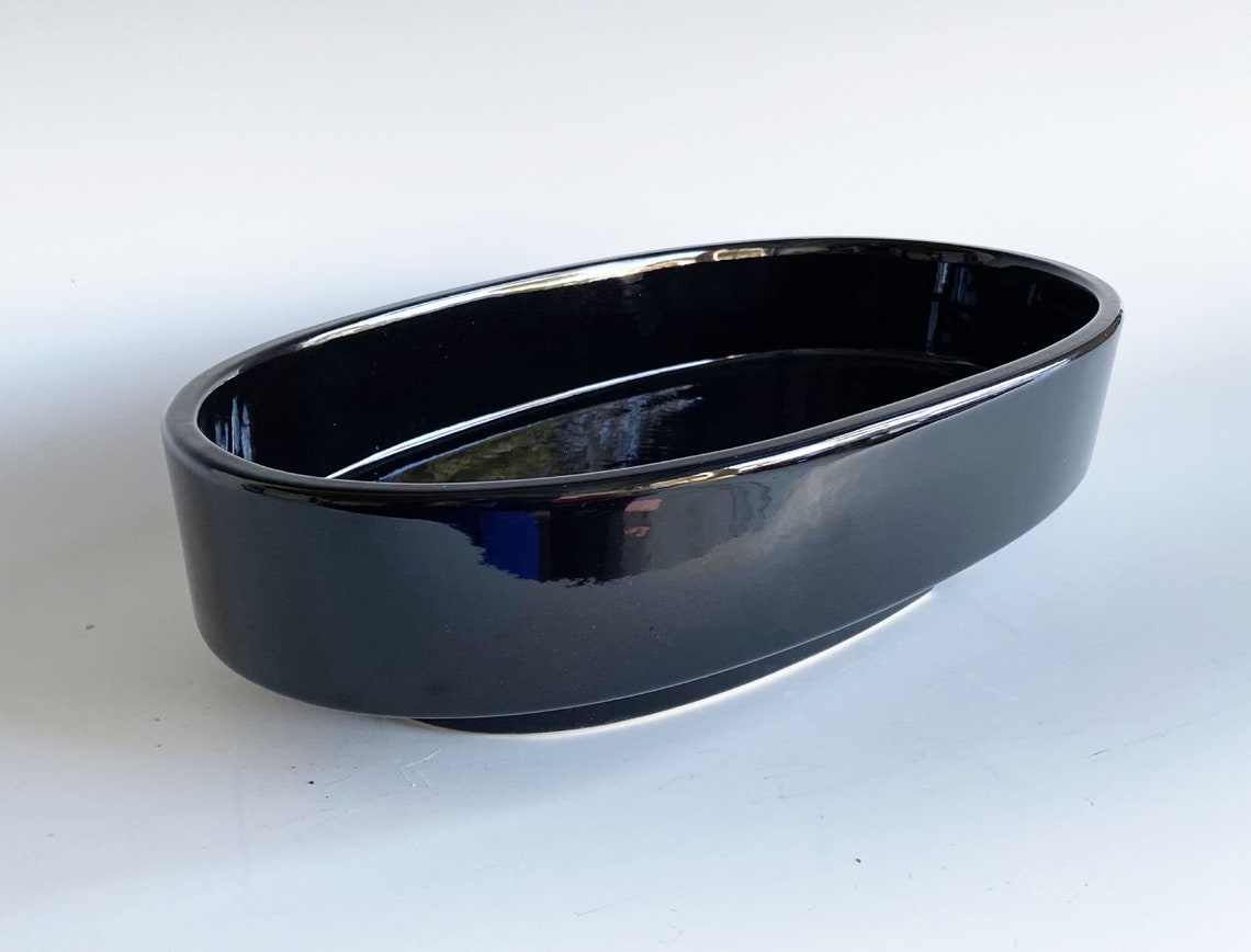 Ikebana Flower Vase, Japanese Oval Ceramic Suiban, Raised Base Etsy