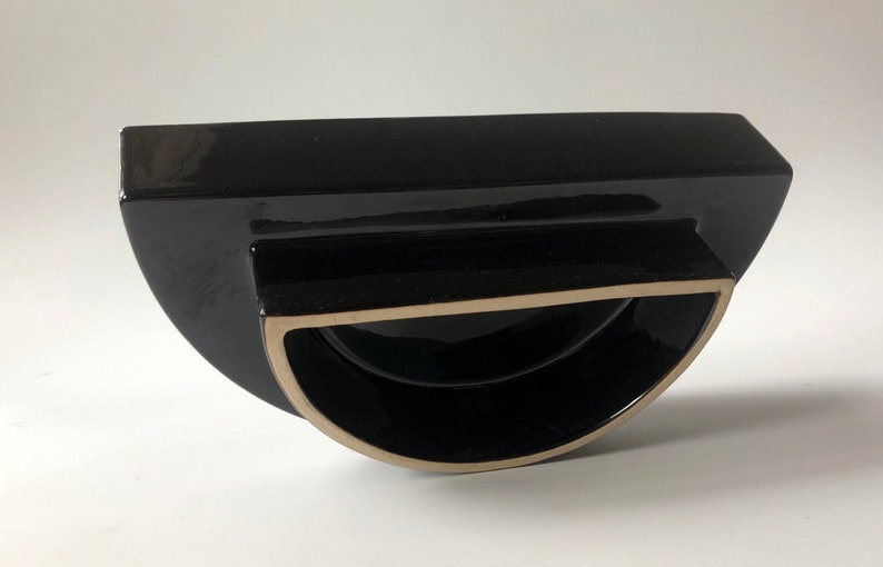 Ikebana Flower Vase Japanese Ceramic Half Moon Etsy