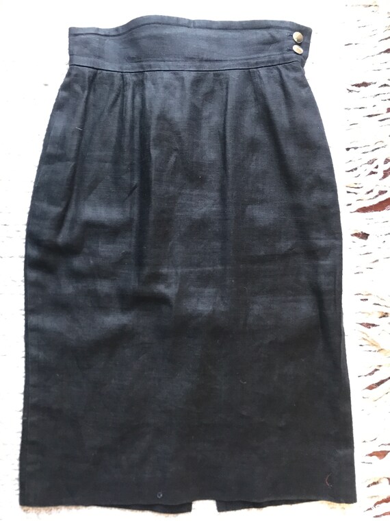 Yves Saint Laurent Vintage Black Linen Skirt