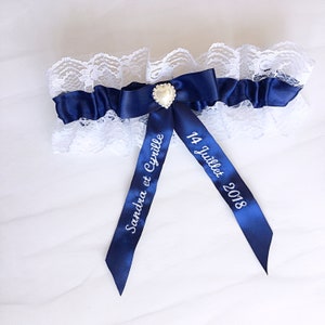 Personalized wedding garter Blue Garter Embroidered Garter Bridal garter Custom garter Lace garter Rhinestone Garter Monogrammed Garter