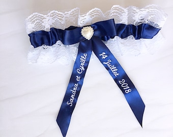 Liga de boda personalizada Liga azul Liga bordada Liga nupcial Liga personalizada Liga de encaje Liga de pedrería Liga monograma