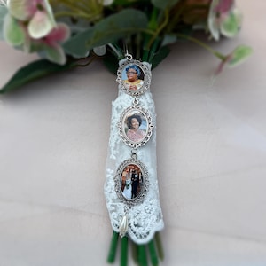 Bridal Bouquet Memory Multi Photo Charm , Custom Memorial Brooch with Photo ,In Memory Wedding Keepsake , Personalized Charm Gift