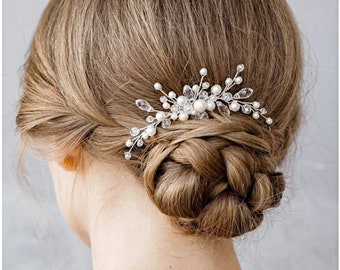 Épingle à cheveux de mariage en perles de cristal, accessoires en épingle à cheveux en strass de mariée, épingle à perles de mariée et peigne à cristaux Mariage boho romantique.