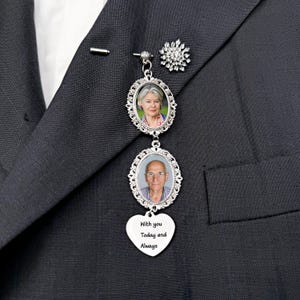 Personalized Wedding Photo Charm for Groom , Custom memorial pin for groom,Wedding Gift for Groom, Memorial Charm Gifts