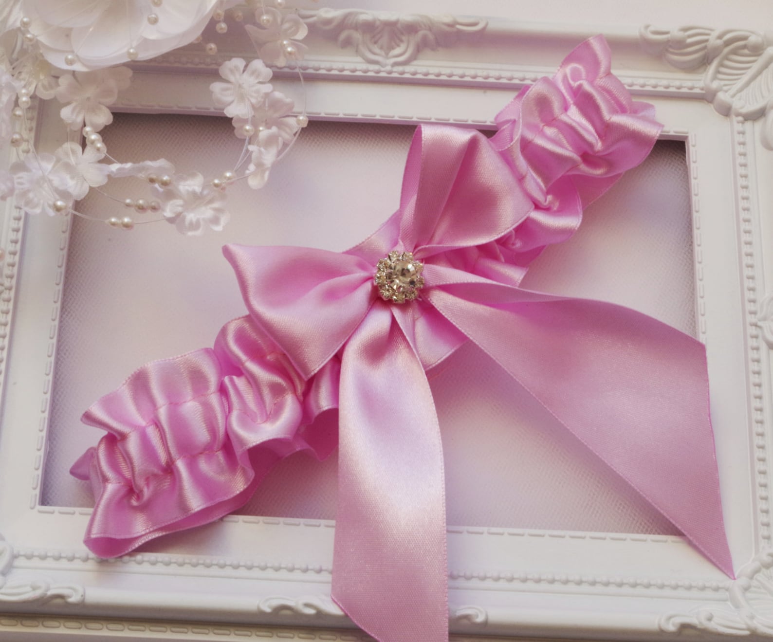 Wedding Garter Bridal Garter Set Lace Garter Pink White Lace Etsy