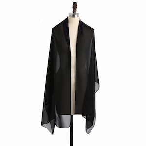 Black long scarf Chiffon shawl Bridesmaid shawl White Wedding shawl   Bridal evening Baptism ceremony Women's scarf