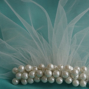 Ivory Pearl Birdcage Veil Petite White Veil Mini Illusion Tulle veil Blusher Veil wedding veil Vintage Style Veil Bridal Accessories