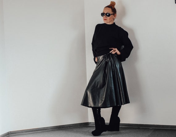 midi faux leather skirt