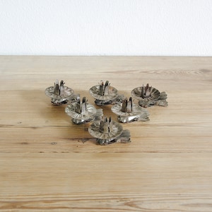 Set vintage di 6 portacandele natalizi in colore argento, porta biglietti da visita, decorazione per albero, decorazioni natalizie antiche, scandinavo danese