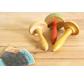 Vintage darning mushroom wood, Sock mending tool, Collectible, mushroom painted set, Sewing supply, Sock darner, home decor