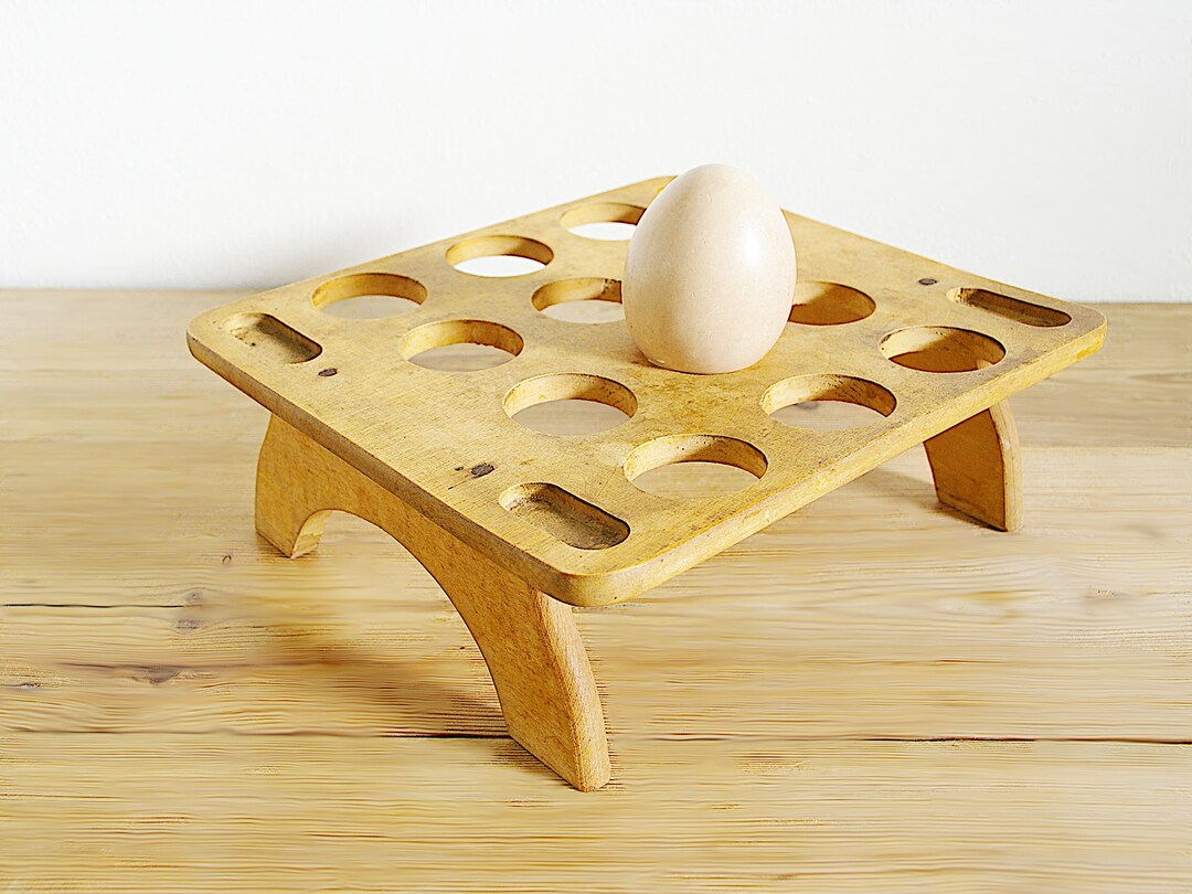 Vintage Antique Single Tier Egg Rack in Wood, Treen Egg Stand for ...