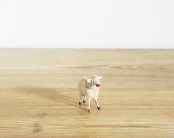 Vintage Putz Sheep, Antique Wool Sheep, Old Christmas Nativity