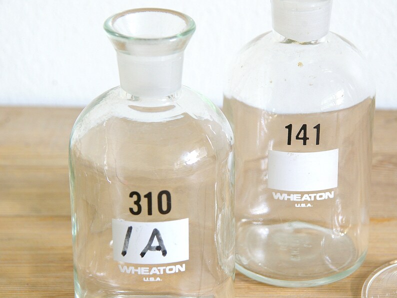 Vintage glass chemistry bottles measuring cylinder Etsy