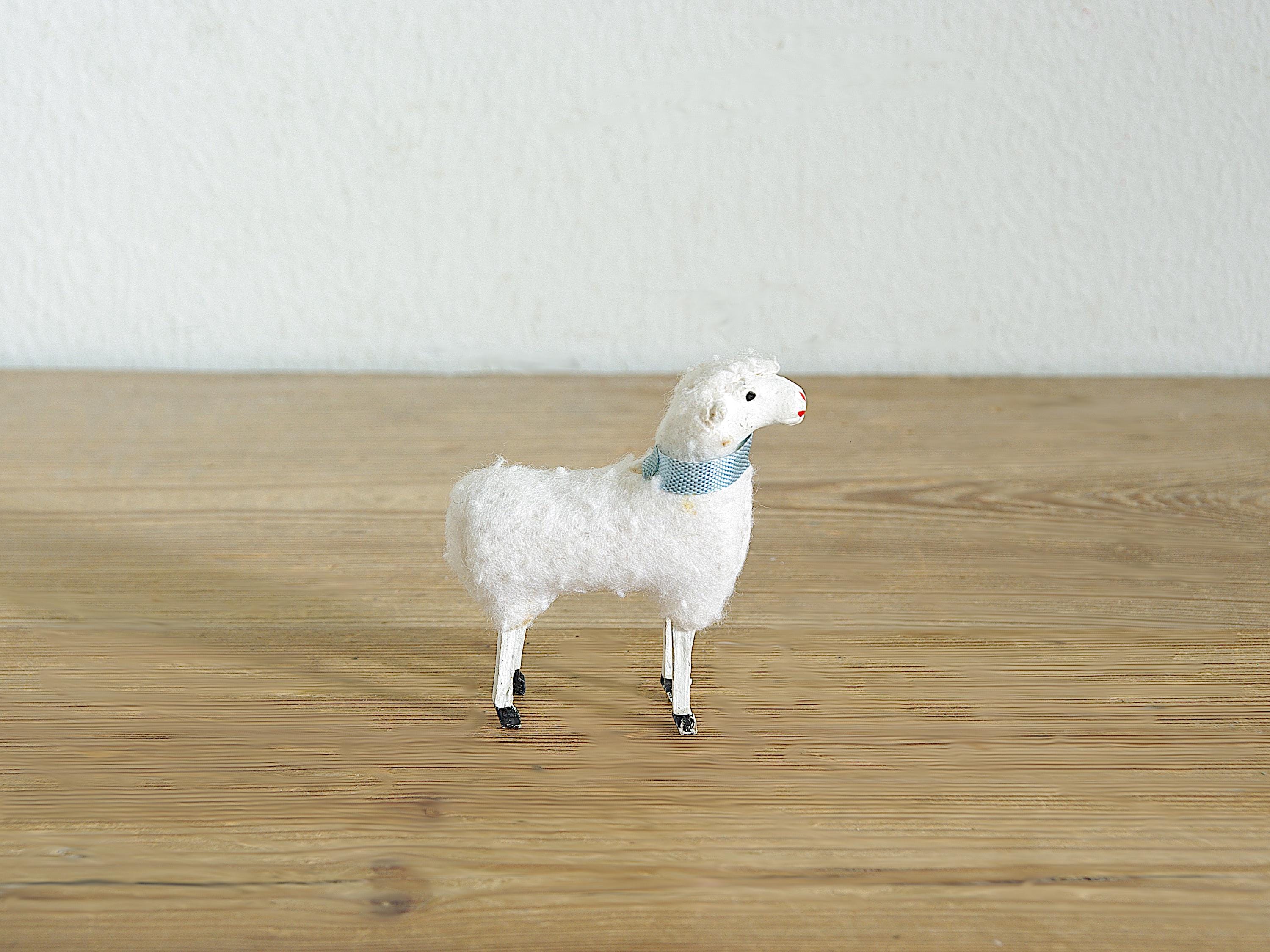 Vintage Rare Putz Sheep, Antique Wool Sheep, Christmas Nativity