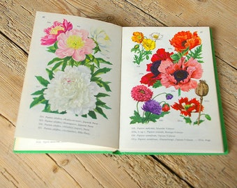 Vintage Blumenbuch Gartenführer, 100+ Florale Illustrationen Drucke, Botanische Natur, Buchseiten Blume, Journaling, Tulpen Mohnblumen Dahlie