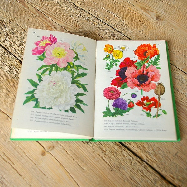Vintage flower book garden guide, 100+ Floral illustrations prints, Botanical nature, Book pages flower, journaling, Tulips poppies dahlia