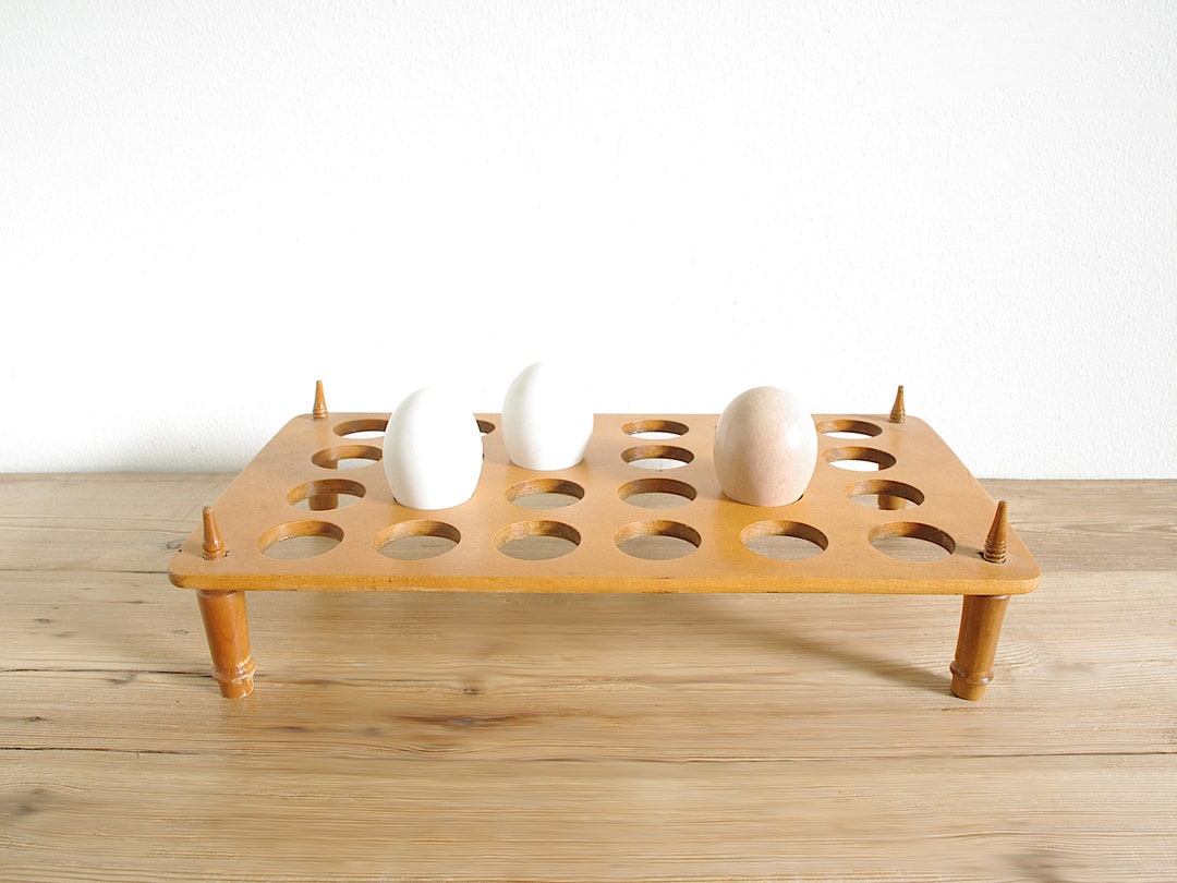 Vintage Antique Egg Rack in Wood, Rare Treen Single Tiered Egg Stand ...