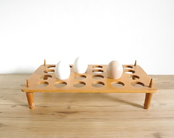 Vintage Antique Two Tiered Egg Rack in Wood, Rare Treen Egg Stand for ...