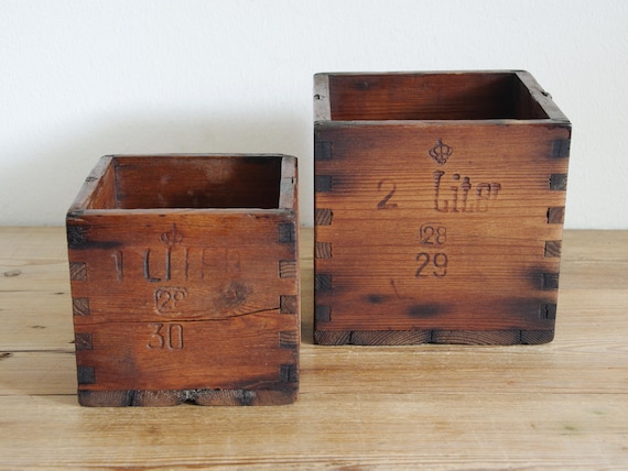 Vintage Antique Wooden Dry Goods Measure, Swedish Crown Branded