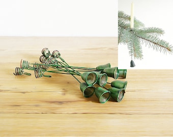 Vintage Christmas tree candle holders set, counter balance bells, Scandinavian holiday, pendulum, Danish candleholder, old decor