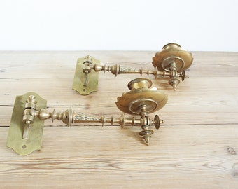 Vintage pair of piano candle holders, brass sconce for wall, Adjustable Hinged Art Nouveau style, Lighting interior design, old style cozy