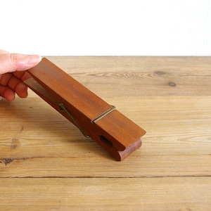 Clip de papel vintage de teca grande para sujetar papeles, recibos, listas, organizador de oficina retro, pinza para ropa de gran tamaño de estilo moderno, tablero de notas de memoria