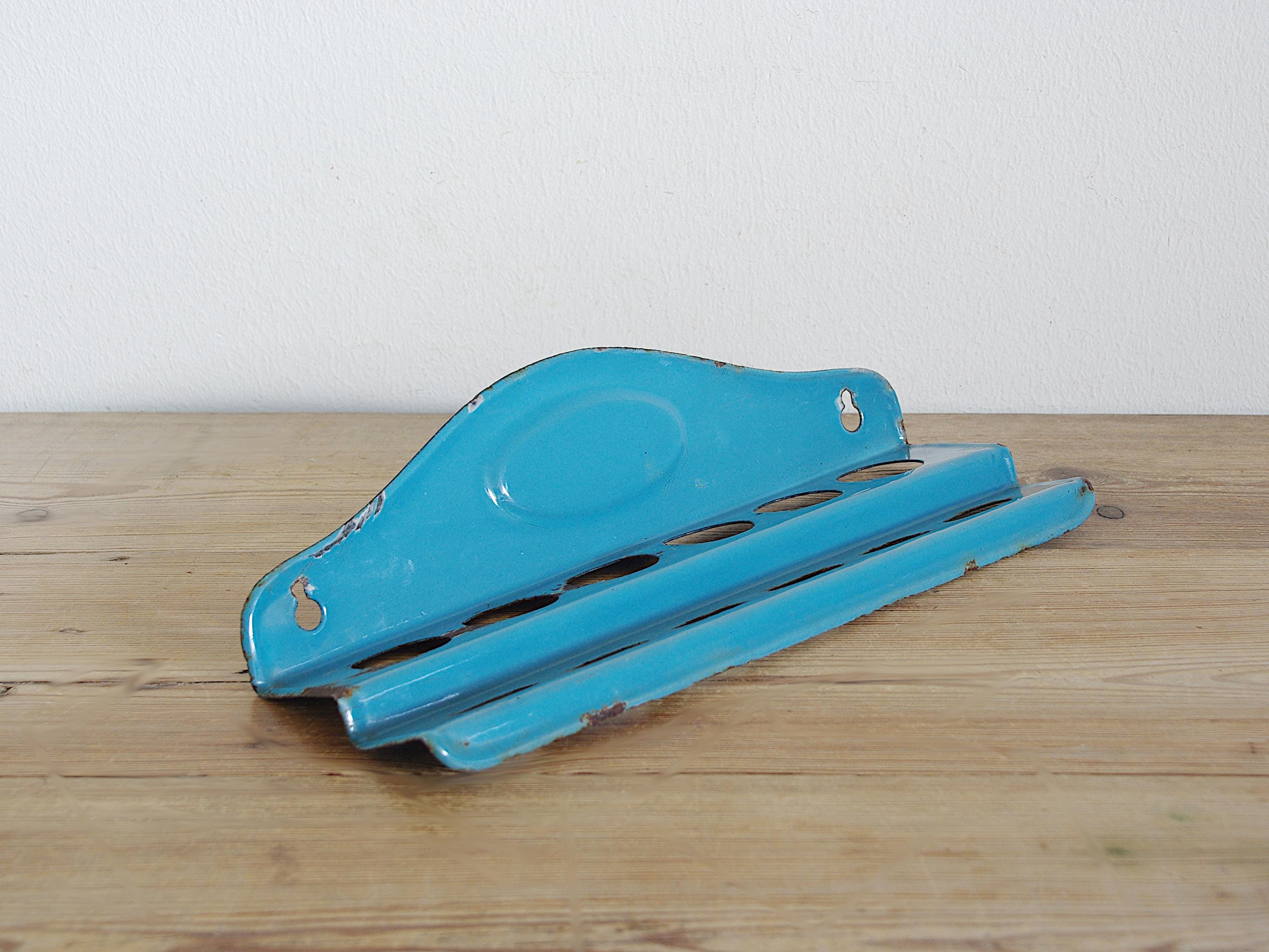 Enamel Spoon Rack Vintage Enamel Spoon Rack Blue, Rustic Spoon Holder, Simple Wall Shelf ...