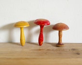 Vintage darning mushroom wood, Sock mending tool, Collectible, mushroom painted set, Sewing supply, Sock darner, home decor