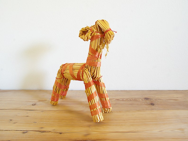 Vintage Swedish Christmas straw goat, julbock julebuk folk art traditional, handmade Holiday decor, big old decorations, hygge Scandinavian image 1