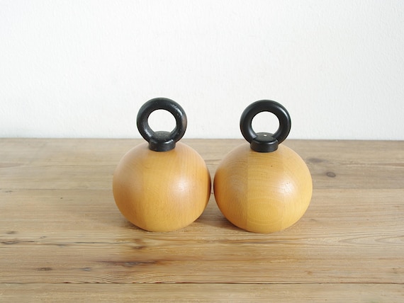 Vintage pair of grinders by Nissen, salt pepper grinder, mid century modern, Scandinavian spice, table serving, Danish minimalist design
