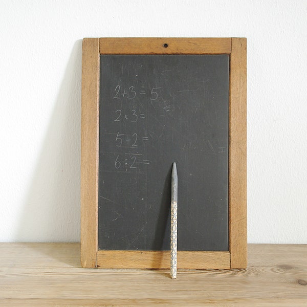 Vintage antique chalkboard, old blackboard slate, desk chalkboard, menu board kitchen, memo wall office, gift for teacher, Back to school