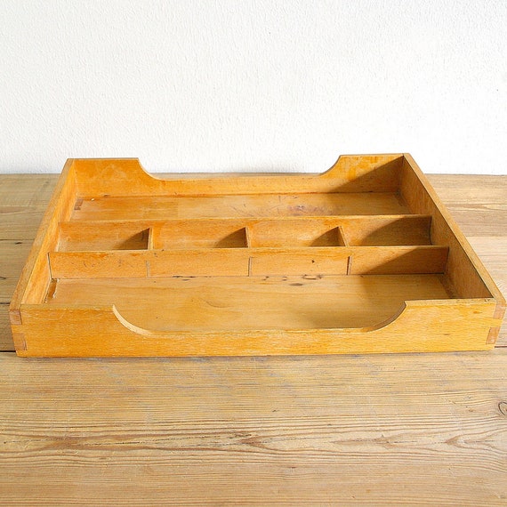 Vintage Wooden Tray Divided Box Journaling Storage 50