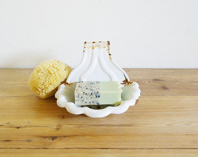 Vintage White Enamel Soap Dish or Soap Holder for Edge Etsy