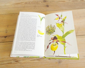 Vintage orchid book, 100+ pages flower field guide, flora illustrations, botanical Collage art, journaling supply, wildflowers plants, frame