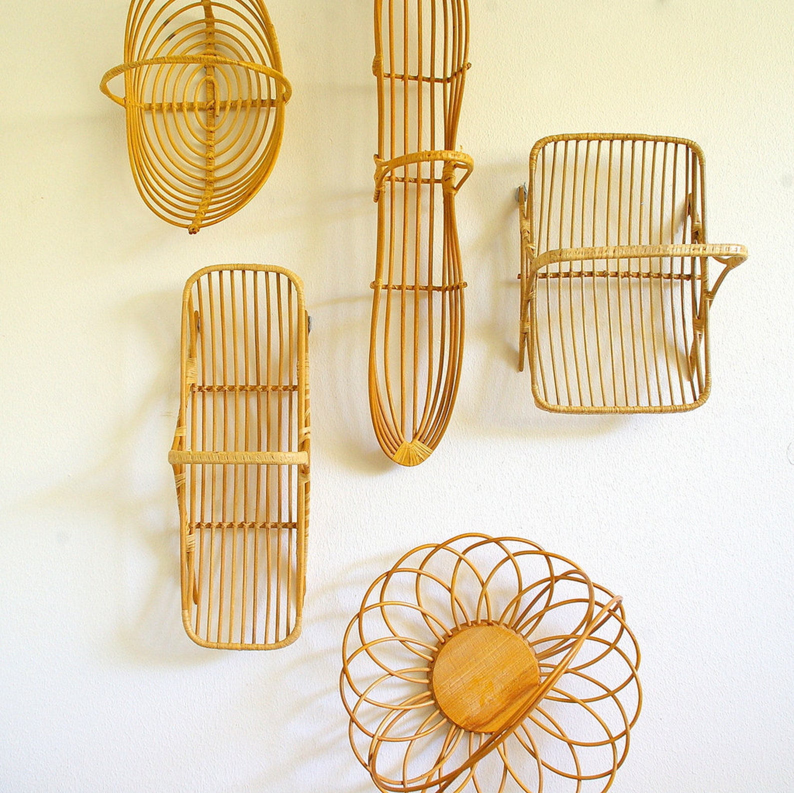 Vintage Bread Basket Mid Century Decor Bamboo 50s With Etsy