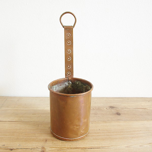 Vintage antique wall hanging or standing copper planter, Scandinavian bowl, Home decor, Patio planter old, Solid metal for plants herbs