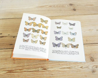 Vintage butterflies book with color illustrations, Creepy crawlies Halloween decor, Butterfly collage childrens room, nature botanical