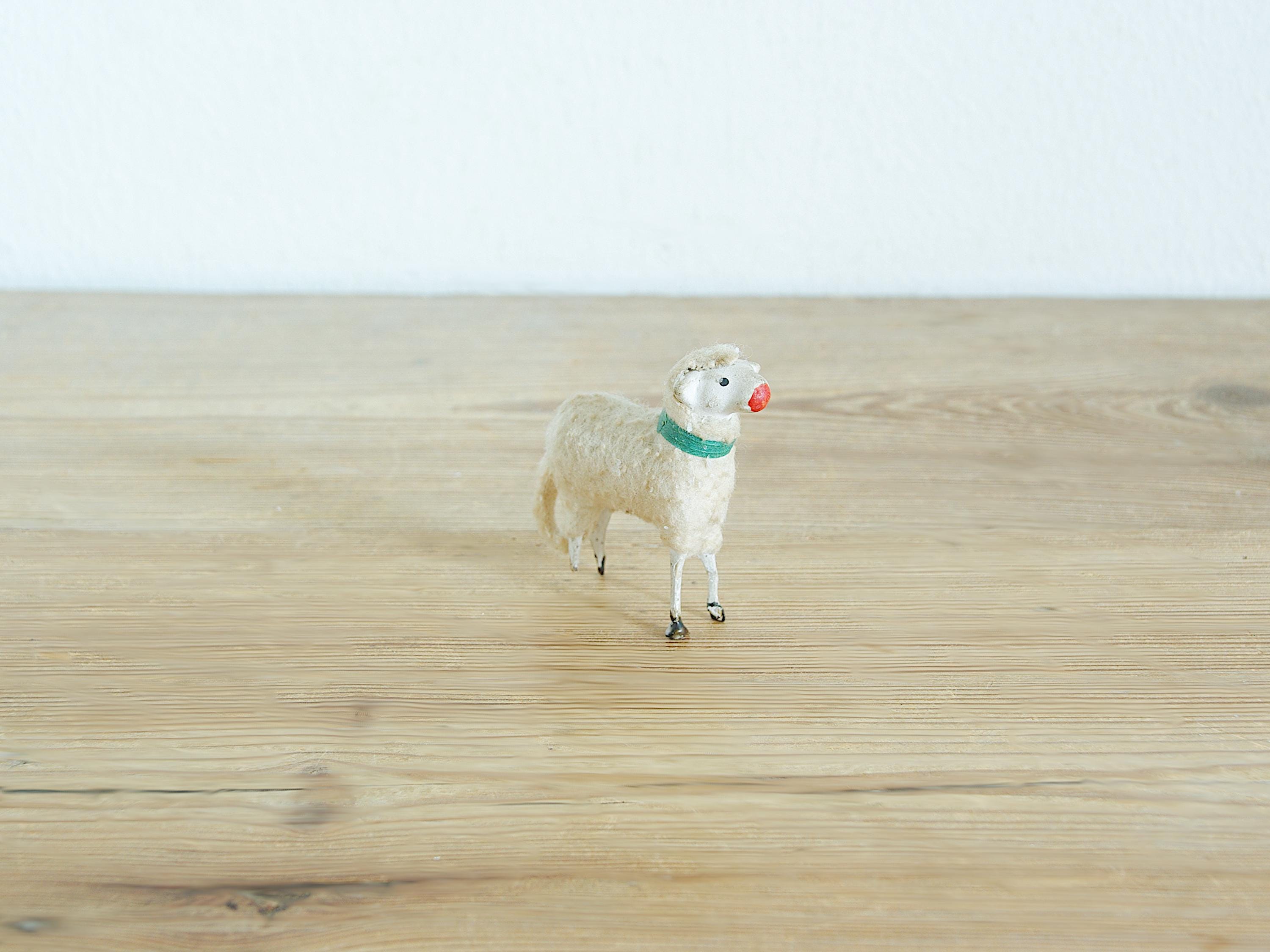 Vintage Putz Sheep, Antique Wool Sheep, Christmas Nativity