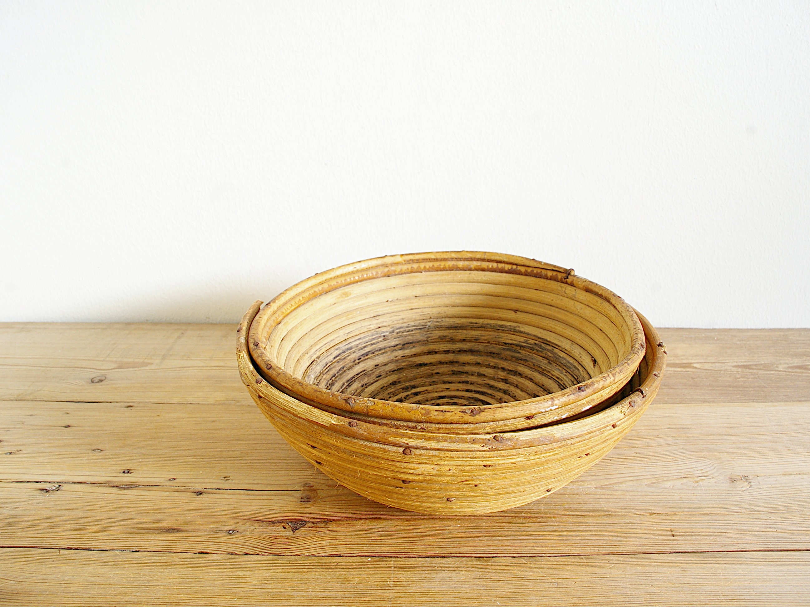 Vintage Bread Baking Basket Proofing Baskets Old Round Etsy