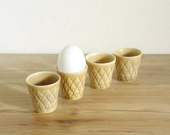 Vintage Relief Kronjyden egg cup by Jens Quistgaard, Danish mid century modern stoneware, JHQ IHQ, Danish design