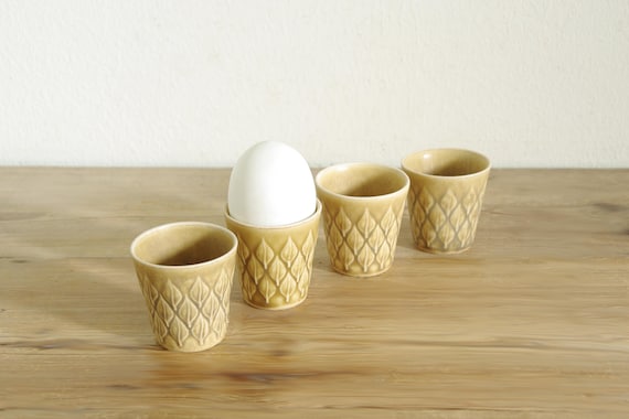 Vintage Relief Kronjyden Eierbecher von Jens Quistgaard, danish mid century modern stoneware, JQUAR, Danish Design
